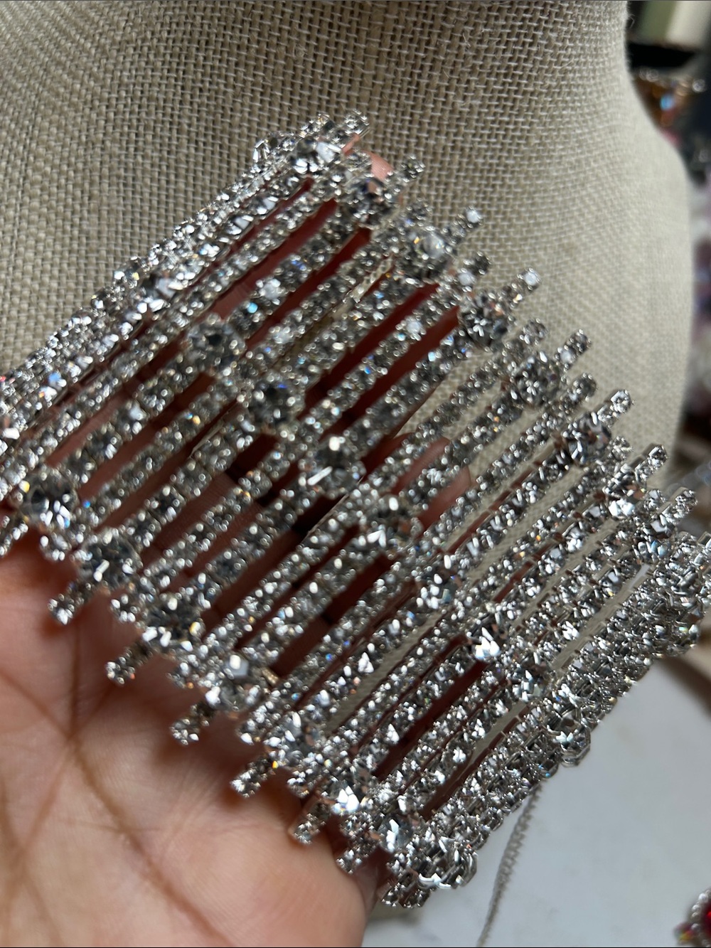 Silver Crystal Rhinestone bracelet cuff